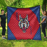 Serbia Quilt with Balkan Gray Wolf, Claw Marks, and Flag Sleeve Design