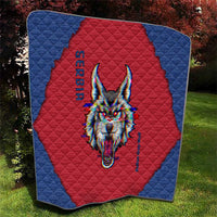 Serbia Quilt with Balkan Gray Wolf, Claw Marks, and Flag Sleeve Design