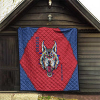 Serbia Quilt with Balkan Gray Wolf, Claw Marks, and Flag Sleeve Design
