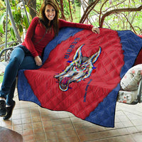 Serbia Quilt with Balkan Gray Wolf, Claw Marks, and Flag Sleeve Design