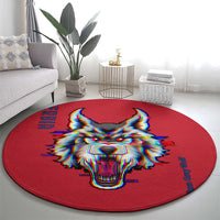 Serbia Round Carpet with Balkan Gray Wolf, Claw Marks, and Flag Sleeve Design