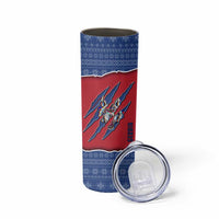 Serbia Skinny Tumbler with Balkan Gray Wolf, Claw Marks, and Flag Sleeve Design