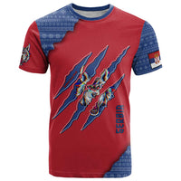 Serbia T Shirt with Balkan Gray Wolf, Claw Marks, and Flag Sleeve Design