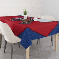 Serbia Tablecloth with Balkan Gray Wolf, Claw Marks, and Flag Sleeve Design