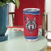 Serbia Tumbler Cup with Balkan Gray Wolf, Claw Marks, and Flag Sleeve Design