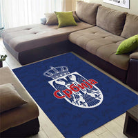 Serbia Flag Area Rug with Double-Headed Eagle and National Coat of Arms Design