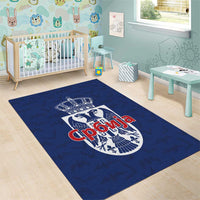 Serbia Flag Area Rug with Double-Headed Eagle and National Coat of Arms Design