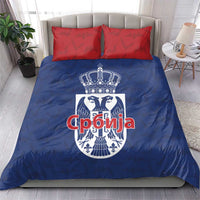 Serbia Flag Bedding Set with Double-Headed Eagle and National Coat of Arms Design