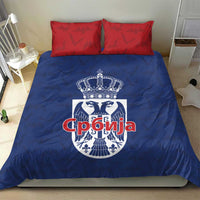 Serbia Flag Bedding Set with Double-Headed Eagle and National Coat of Arms Design