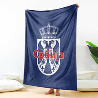 Serbia Flag Blanket with Double-Headed Eagle and National Coat of Arms Design