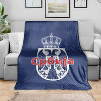Serbia Flag Blanket with Double-Headed Eagle and National Coat of Arms Design