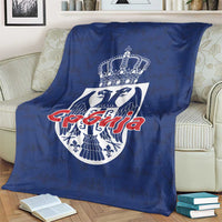 Serbia Flag Blanket with Double-Headed Eagle and National Coat of Arms Design