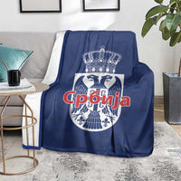 Serbia Flag Blanket with Double-Headed Eagle and National Coat of Arms Design