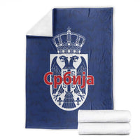 Serbia Flag Blanket with Double-Headed Eagle and National Coat of Arms Design