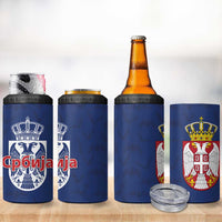 Serbia Flag 4 in 1 Can Cooler Tumbler with Double-Headed Eagle and National Coat of Arms Design
