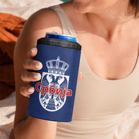 Serbia Flag 4 in 1 Can Cooler Tumbler with Double-Headed Eagle and National Coat of Arms Design