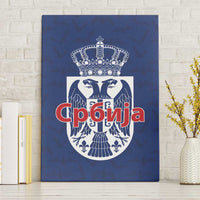 Serbia Flag Canvas Wall Art with Double-Headed Eagle and National Coat of Arms Design