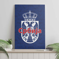 Serbia Flag Canvas Wall Art with Double-Headed Eagle and National Coat of Arms Design