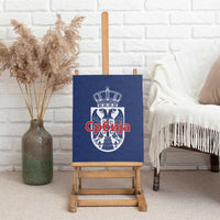 Serbia Flag Canvas Wall Art with Double-Headed Eagle and National Coat of Arms Design