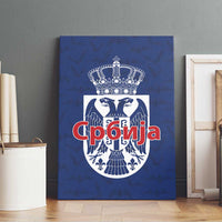 Serbia Flag Canvas Wall Art with Double-Headed Eagle and National Coat of Arms Design