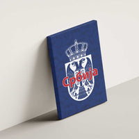 Serbia Flag Canvas Wall Art with Double-Headed Eagle and National Coat of Arms Design