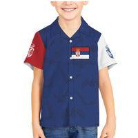 Serbia Flag Family Matching Mermaid Dress and Hawaiian Shirt with Double-Headed Eagle and National Coat of Arms Design