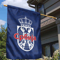 Serbia Flag Garden Flag with Double-Headed Eagle and National Coat of Arms Design