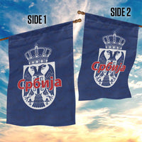 Serbia Flag Garden Flag with Double-Headed Eagle and National Coat of Arms Design
