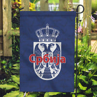 Serbia Flag Garden Flag with Double-Headed Eagle and National Coat of Arms Design