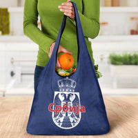Serbia Flag Grocery Bag with Double-Headed Eagle and National Coat of Arms Design