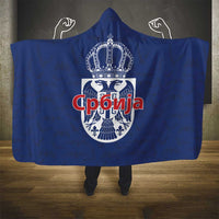 Serbia Flag Hooded Blanket with Double-Headed Eagle and National Coat of Arms Design