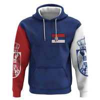 Serbia Flag Hoodie with Double-Headed Eagle and National Coat of Arms Design