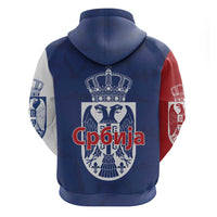 Serbia Flag Hoodie with Double-Headed Eagle and National Coat of Arms Design