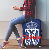 Serbia Flag Luggage Cover with Double-Headed Eagle and National Coat of Arms Design