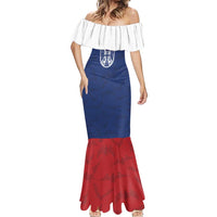 Serbia Flag Mermaid Dress with Double-Headed Eagle and National Coat of Arms Design