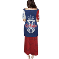 Serbia Flag Puletasi with Double-Headed Eagle and National Coat of Arms Design