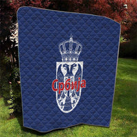 Serbia Flag Quilt with Double-Headed Eagle and National Coat of Arms Design
