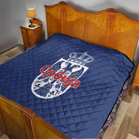 Serbia Flag Quilt with Double-Headed Eagle and National Coat of Arms Design