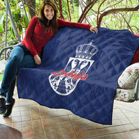Serbia Flag Quilt with Double-Headed Eagle and National Coat of Arms Design
