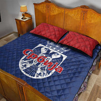 Serbia Flag Quilt Bed Set with Double-Headed Eagle and National Coat of Arms Design