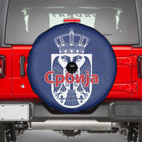 Serbia Flag Spare Tire Cover with Double-Headed Eagle and National Coat of Arms Design