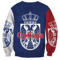 Serbia Flag Sweatshirt with Double-Headed Eagle and National Coat of Arms Design