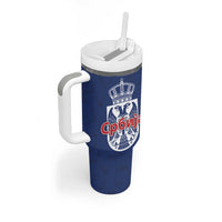 Serbia Flag Tumbler With Handle with Double-Headed Eagle and National Coat of Arms Design