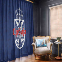 Serbia Flag Window Curtain with Double-Headed Eagle and National Coat of Arms Design