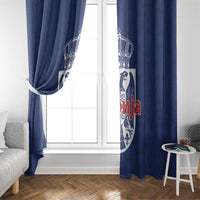 Serbia Flag Window Curtain with Double-Headed Eagle and National Coat of Arms Design