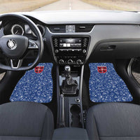 Serbia Car Mats with Royal Animal Crest and Tulip Floral Blue Background