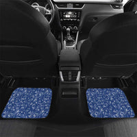 Serbia Car Mats with Royal Animal Crest and Tulip Floral Blue Background