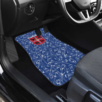 Serbia Car Mats with Royal Animal Crest and Tulip Floral Blue Background