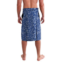 Serbia Lavalava with Royal Animal Crest and Tulip Floral Blue Background