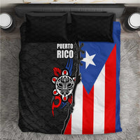 Puerto Rico Bedding Set with Tribal Sun Symbol and Flag Color Block Design
